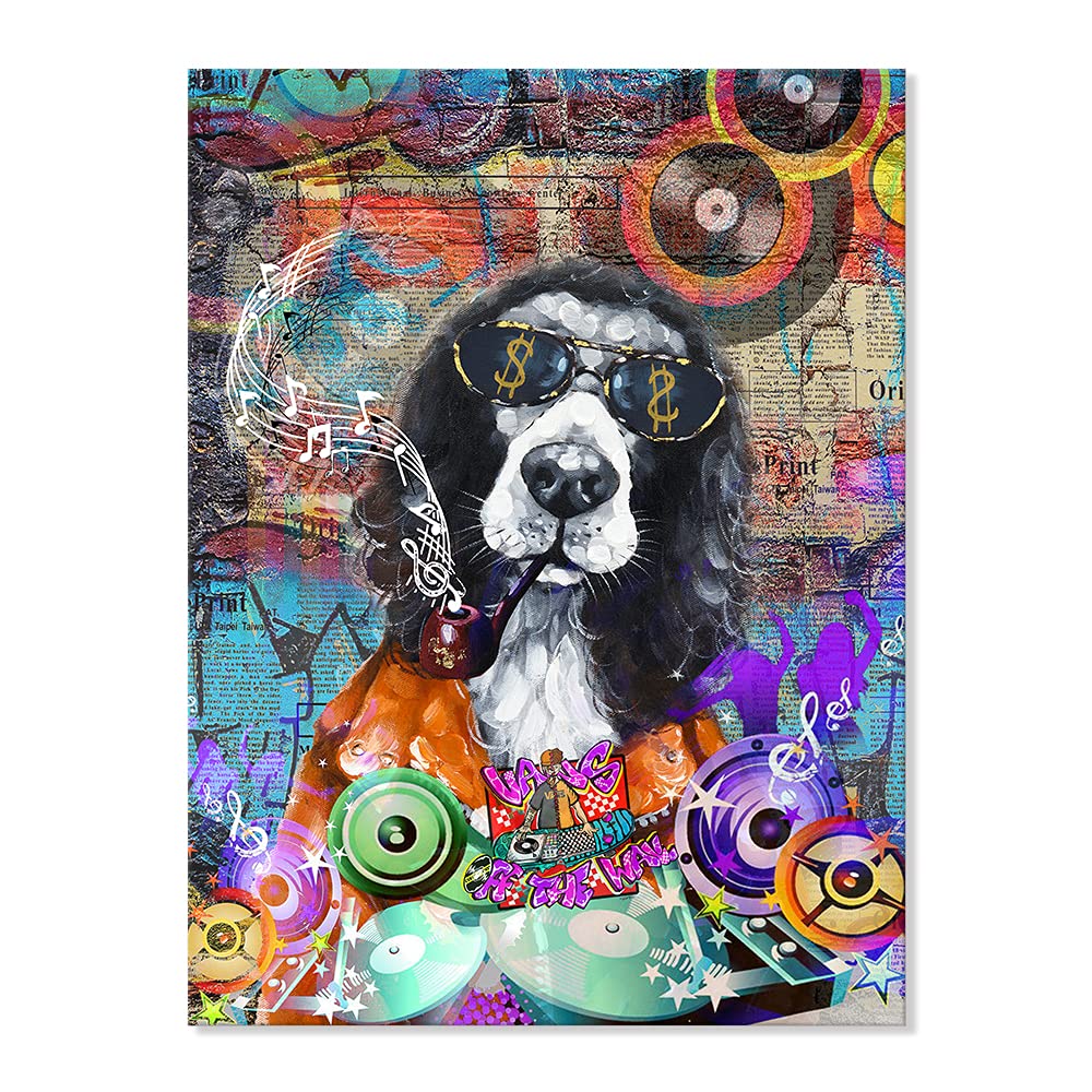 Amazon.com: Funny Animal Canvas Wall Art Cool Smoking Dog with